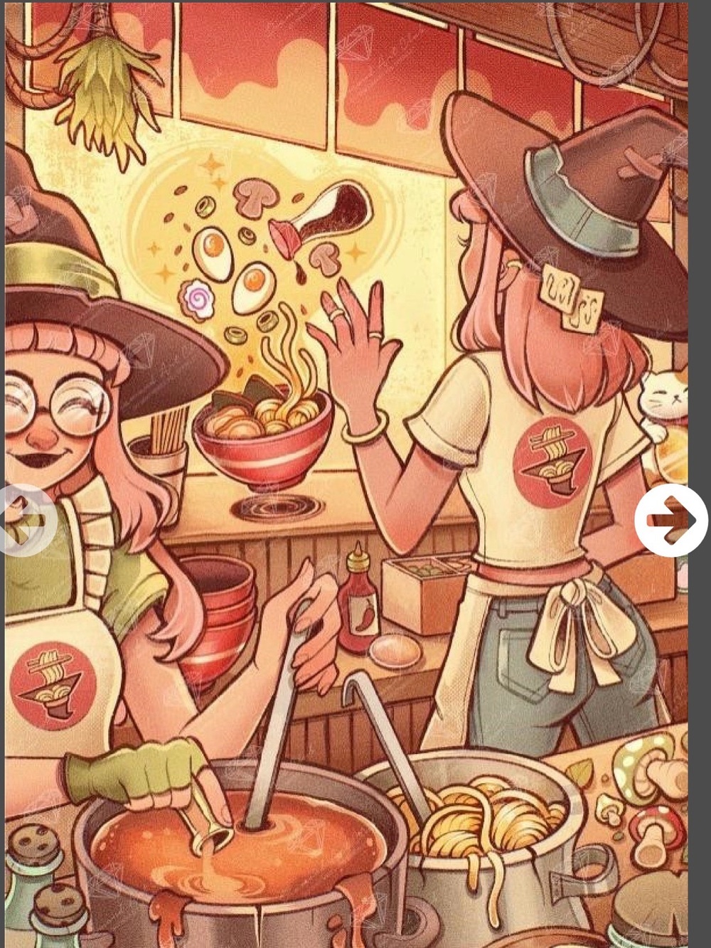 NWT. DIAMOND ART HALLOWEEN Witch Ramen DIAMOND ART - Pink & Cream Illustration